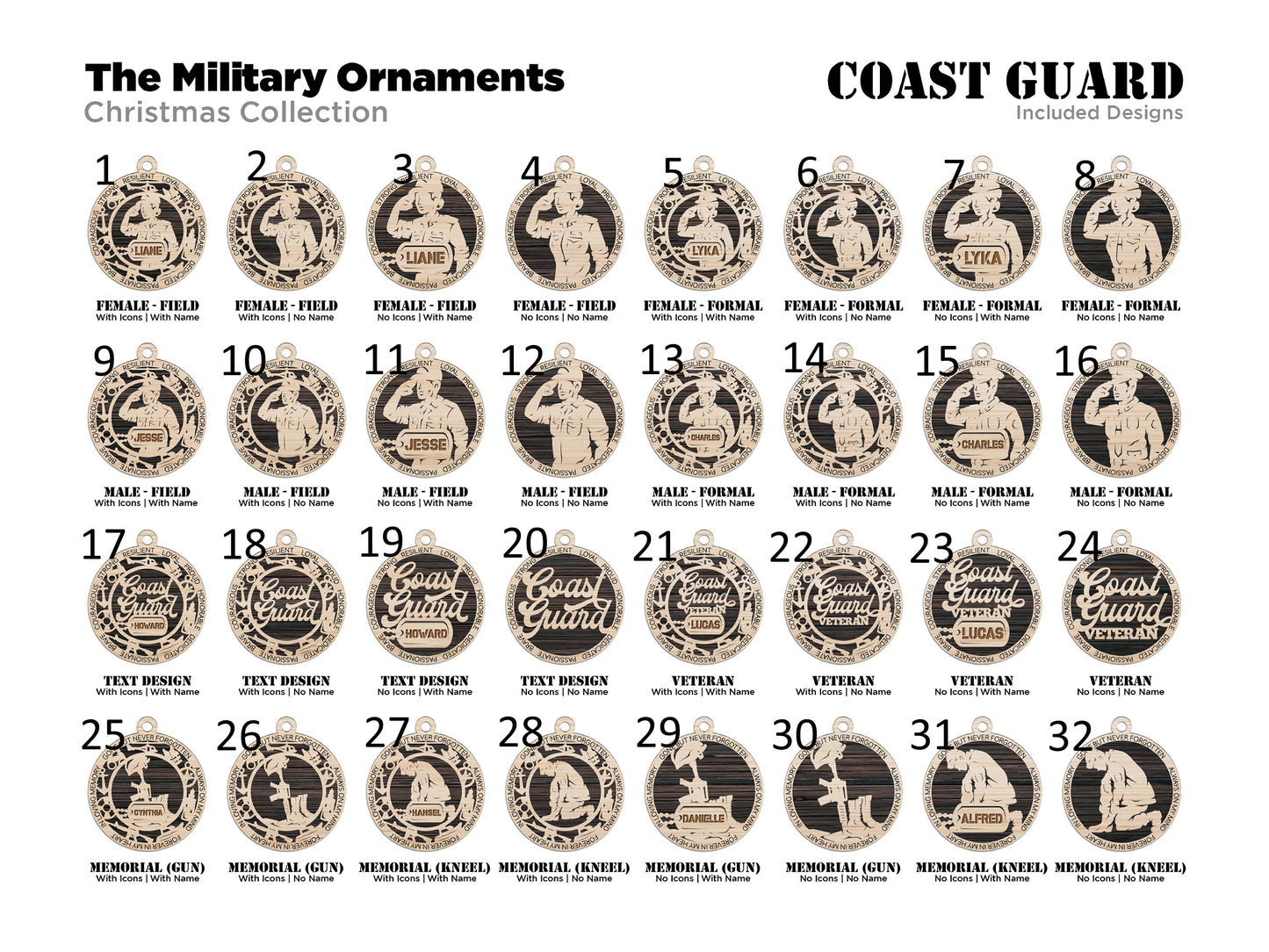 Coast Guard Ornament Military Ornament Christmas Veteran Coast Guard Christmas Ornament