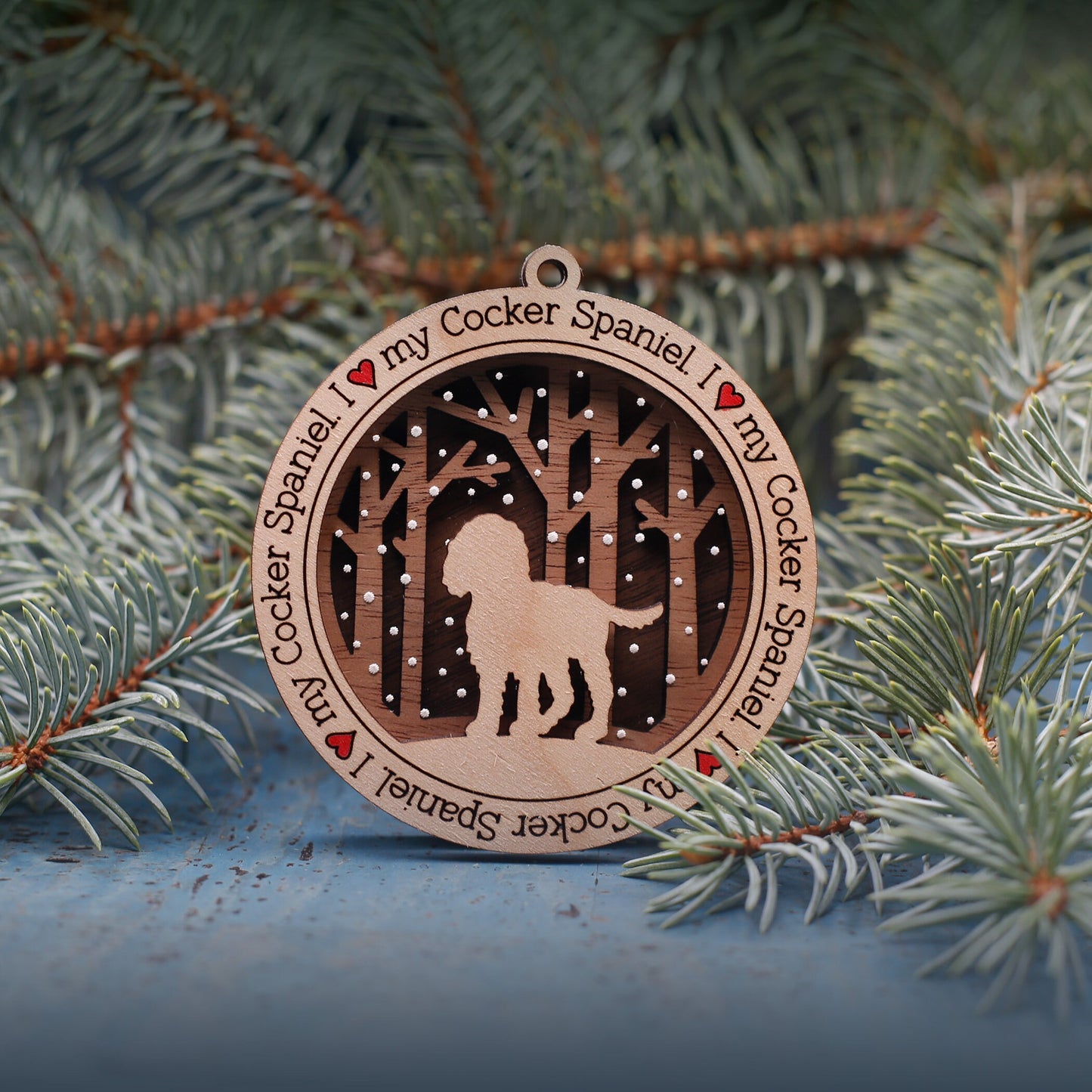 Dog Christmas Ornament |250 Choices| Snow Acrylic background |Personalized Pet Keepsake | Handmade Holiday Gift